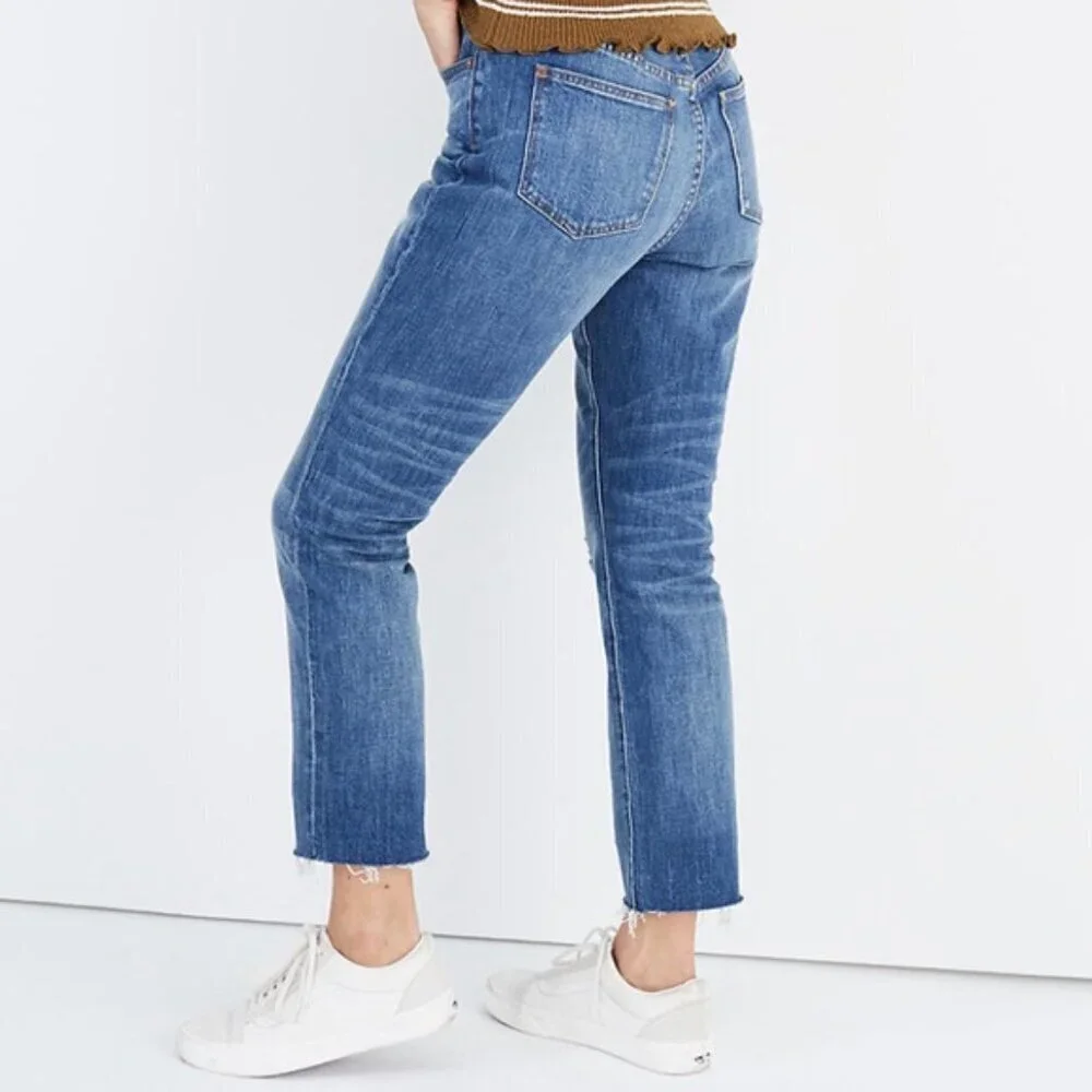 Madewell - High Rise, Slim Crop Boy Jean - Raw Hem Edition in Medium Wash, 27 - Picture 10 of 10